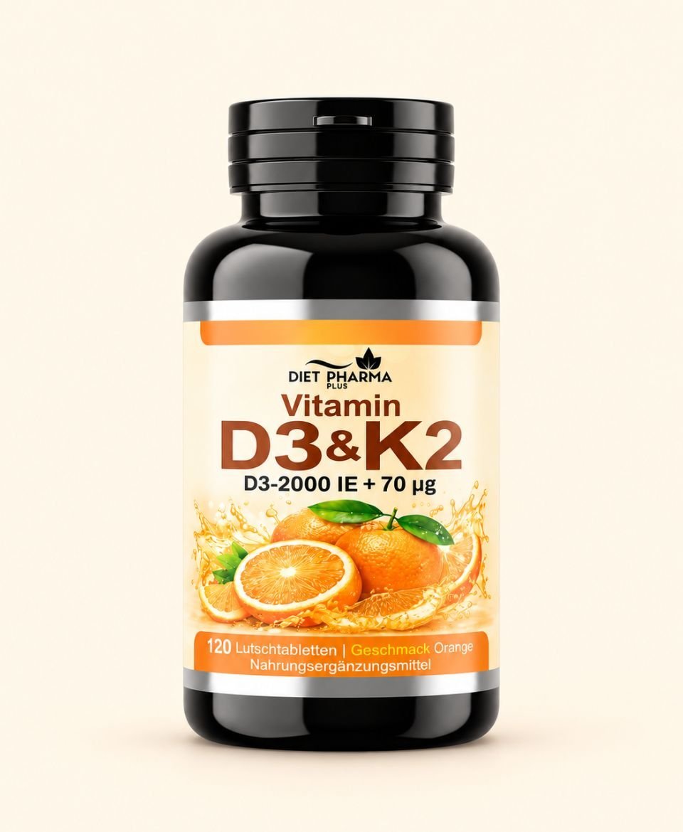 Diet Pharma Plus – Vitamin D3 + K2 Kautabletten – 120 Kautabletten